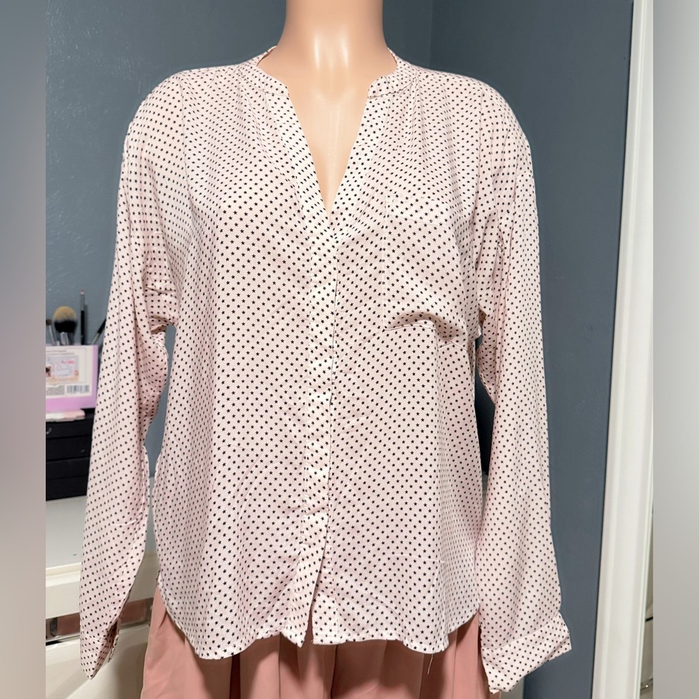 Old Navy Blush Pink Polka Dot Button-Down Blouse